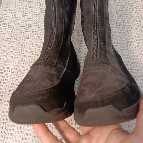 Lands' End women's suede & leaf print zip-up mid calf winter boots sz 8.5 B - Picture 7 of 12